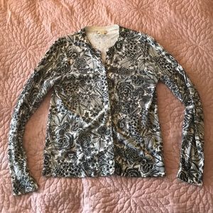 J. Crew: The Caryn Cardigan in Black/White Floral